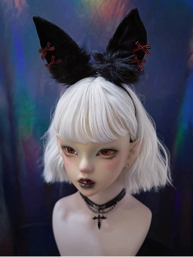Dark Gothic Bunny Ear KC with Bow Accents - Strange Sugar