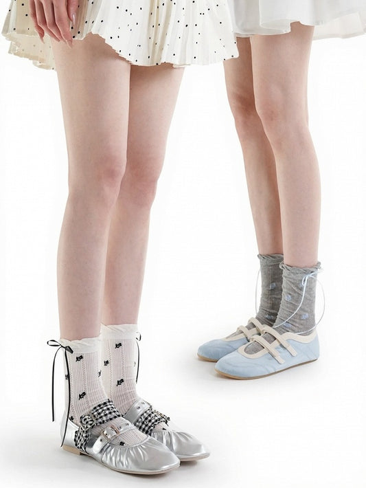 Ruffle Lace Ankle Socks with Floral Pattern in 3 Colors - ModaSwings