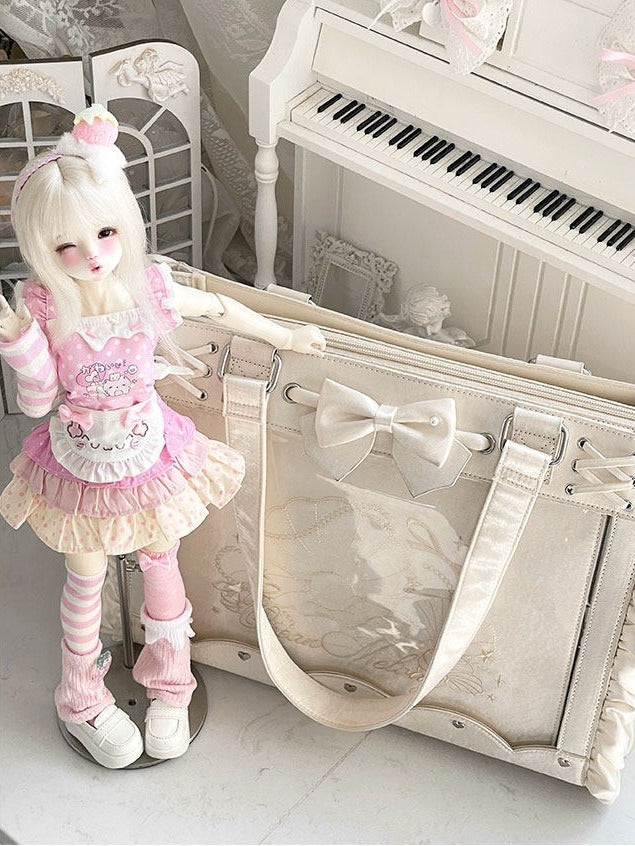 BJD Doll Bag with Bow and Lace-Up Details - Salt Tea