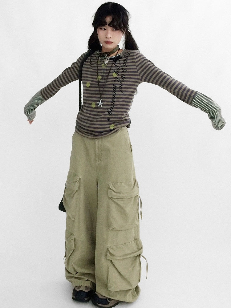 Design - Neck Sleeve Round Long Top Green Bittersweet Patchwork