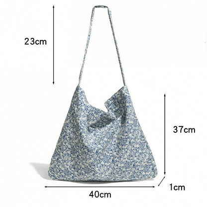 Blue Pattern Light Bag Fruits with Flower Shoulder