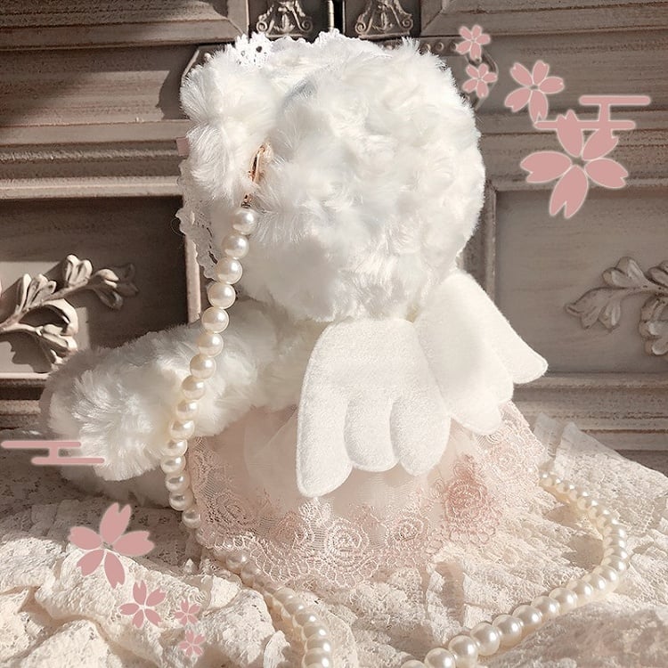 Cherry with Crossbody Bear Bow Blossom White Lolita Plush Design Bag and