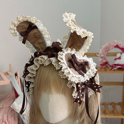 Bow Ear Details Lace Color Hairband Trim Options 4 Bunny