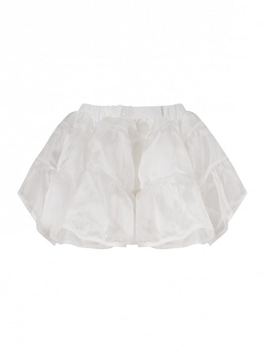 Daily Elastic Petticoat Waistband White with Adjustable Kawaii