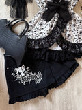 Decorative Black Trim Ruffle Button Skort Placket with