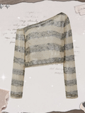 Punk Plus Size Asymmetrischer Ausschnitt Braun Gestreiftes Coverup Wasteland