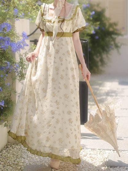 Stück Empire Taille Grün Taillengürtel Elegante Klassische Lolita One mit Blumenkleid