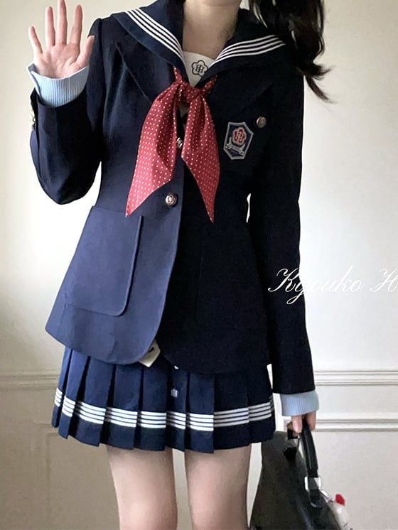 JK制服ブレザー ネイビーブルー ノッチカラー プレッピー