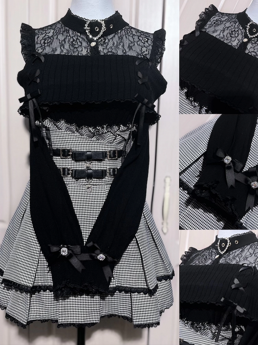 Knit Buckle Black Kei Illusion Sweater: Design Off-Shoulder Jirai Neckline