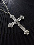Silver Cross Pendant Necklace in Cyberpunk Style - Mr. Cat