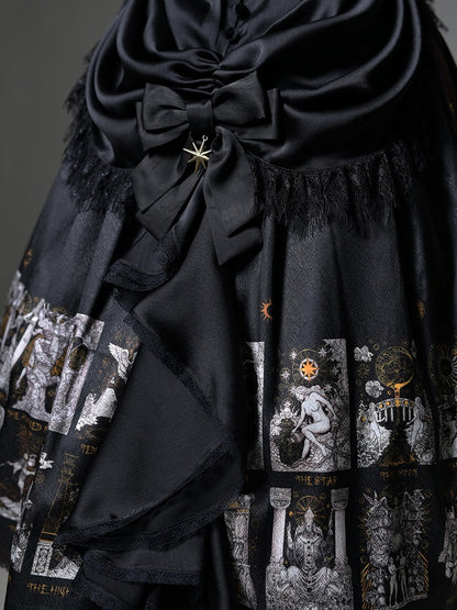Jumper Design Tarot Skirt with Waist Drape Lolita Print Card Gothic
