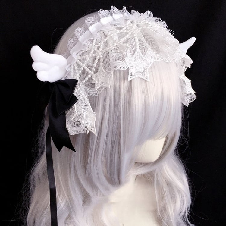 Lace Accents Stars Wings with Hairband Lolita
