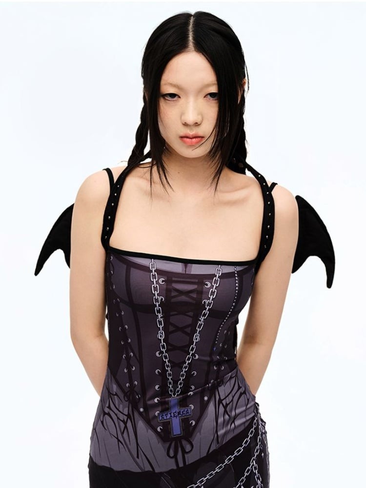 Punk Black Devil Wings Choker