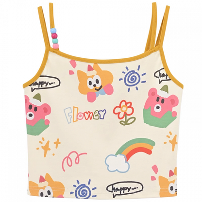 Decora Kei Colorful Cartoon Print Cami Top