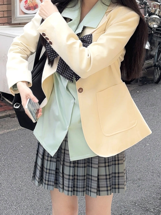 Stil Kragen Beige/Lila/Pink Uniform JK Blazer Preppy Notched