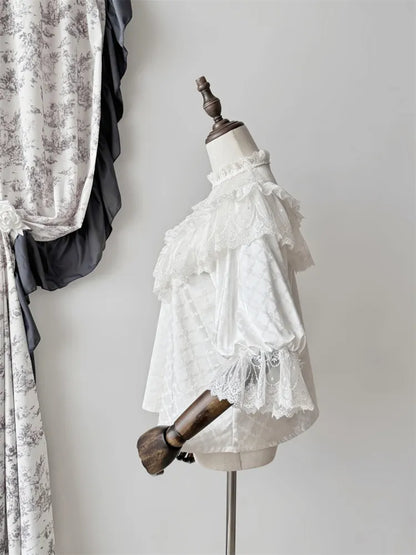 All White Gothic Edward Neck / V-neck Top