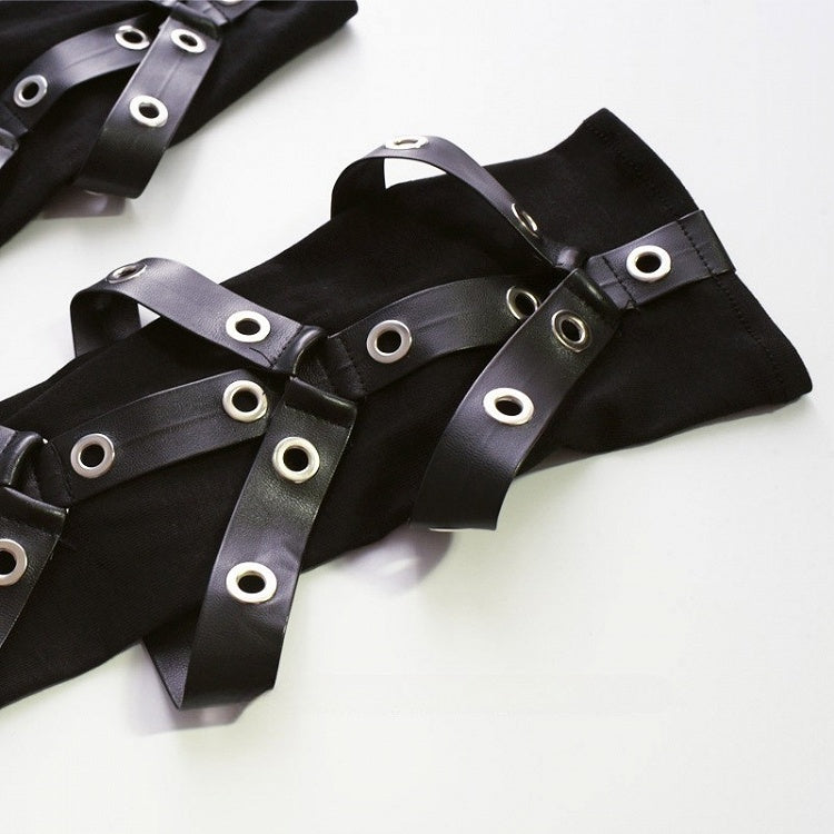 Gloves Black Studs Cyberpunk Details