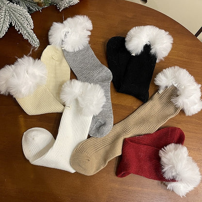 Sweet Plush Trim Calf Socks
