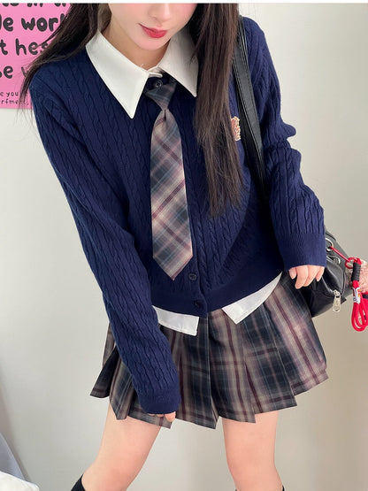 42CM/45CM/48CM/56CM/65CM Style JK Uniform Pleated Skirt Gray Plaid Preppy