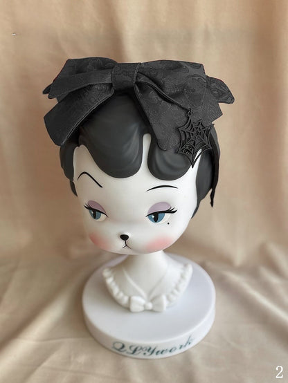 Bowknot with / Gothic Spider KC Web Patterned Printed Lolita