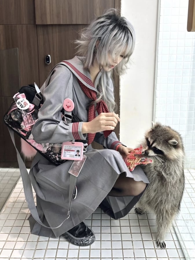 袖付きグレーロングブラウスセーラーJK刺繍襟制服花柄