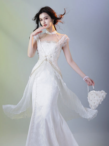 Moonlight Lace Outwear Fairy Style Long Mermaid Dress - sijinstudio