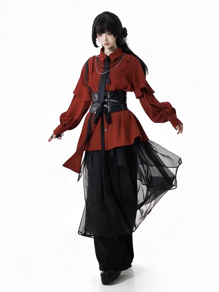 Loose Black Fit Chiffon Pants Overlay with Draping