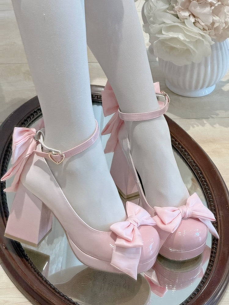 Shoes Mary Sweet Bowknot Round Pink Details Toe Janes Platform Lolita