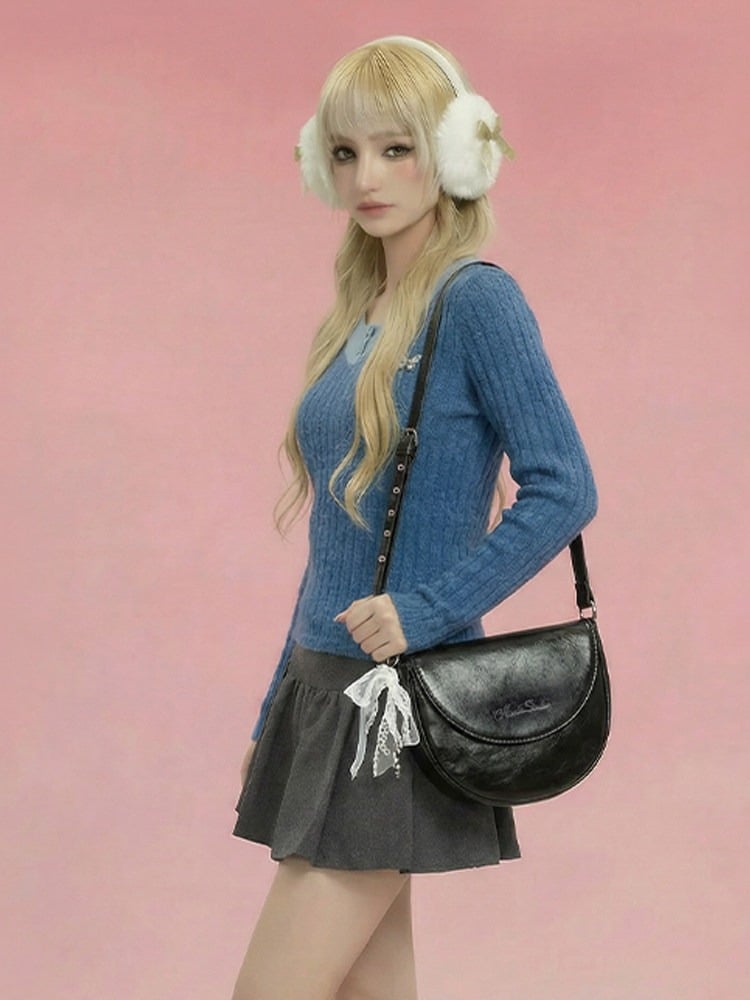 3 Colors PU Ita Shoulder Bag with Transparent Window - Aorda