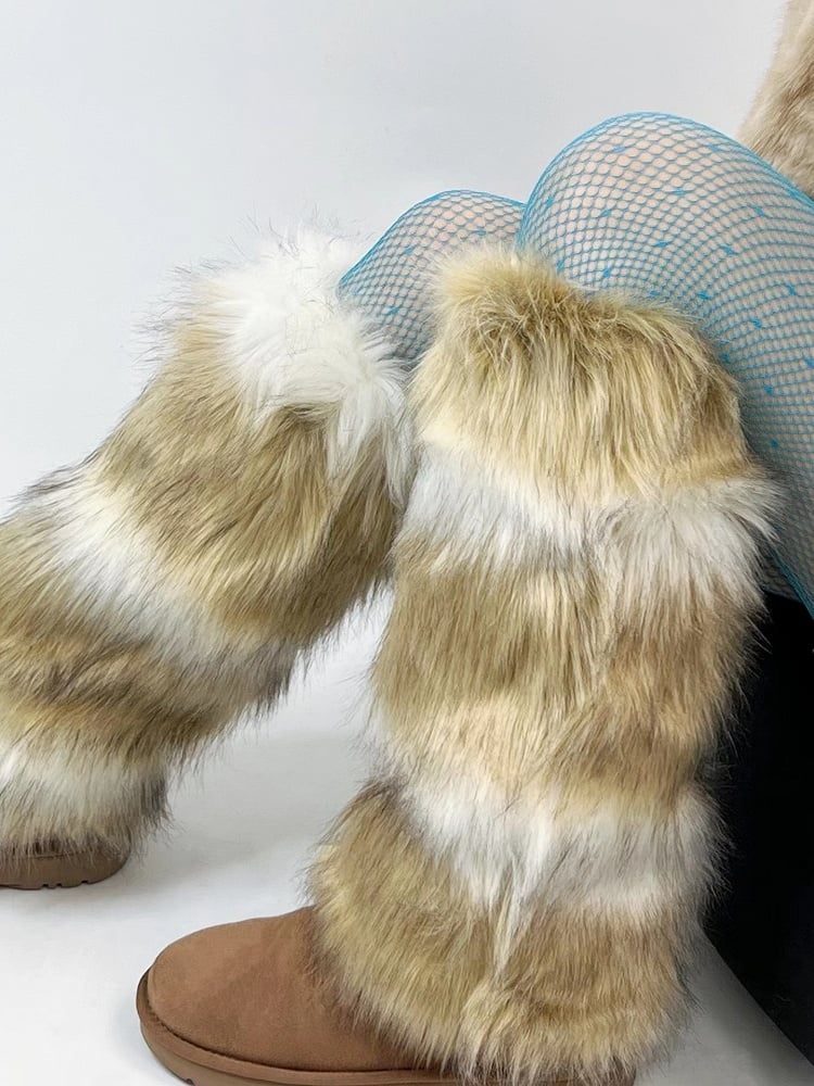 Plush Brown Warmers Y2K-Style 25CM/40CM Leg and White