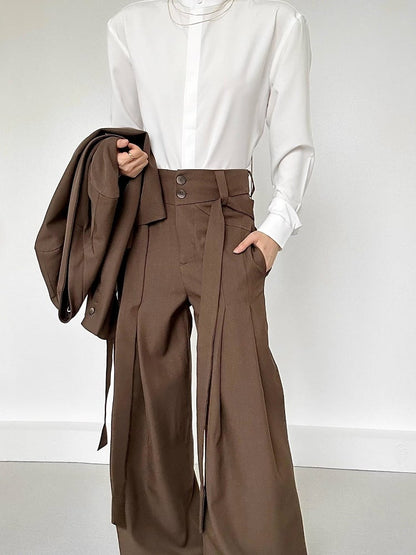 Loops Ouji Waistband Brown - in Waist High Lolita Coffee Pants