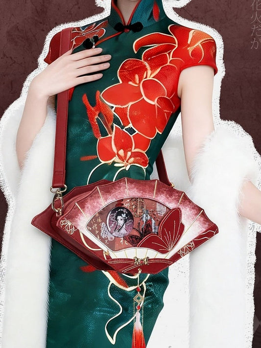 Red Butterfly Ita Bag Fan Embroidery - thejunco