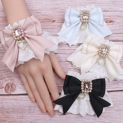 Kei Bowknot Wrist Options Jirai Heart Cuffs Charm 4 Color Lace Rhinestone