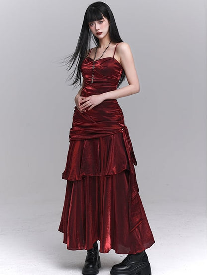 Sweetheart Neckline Ruched Design Evening Dress Gown Wine Red