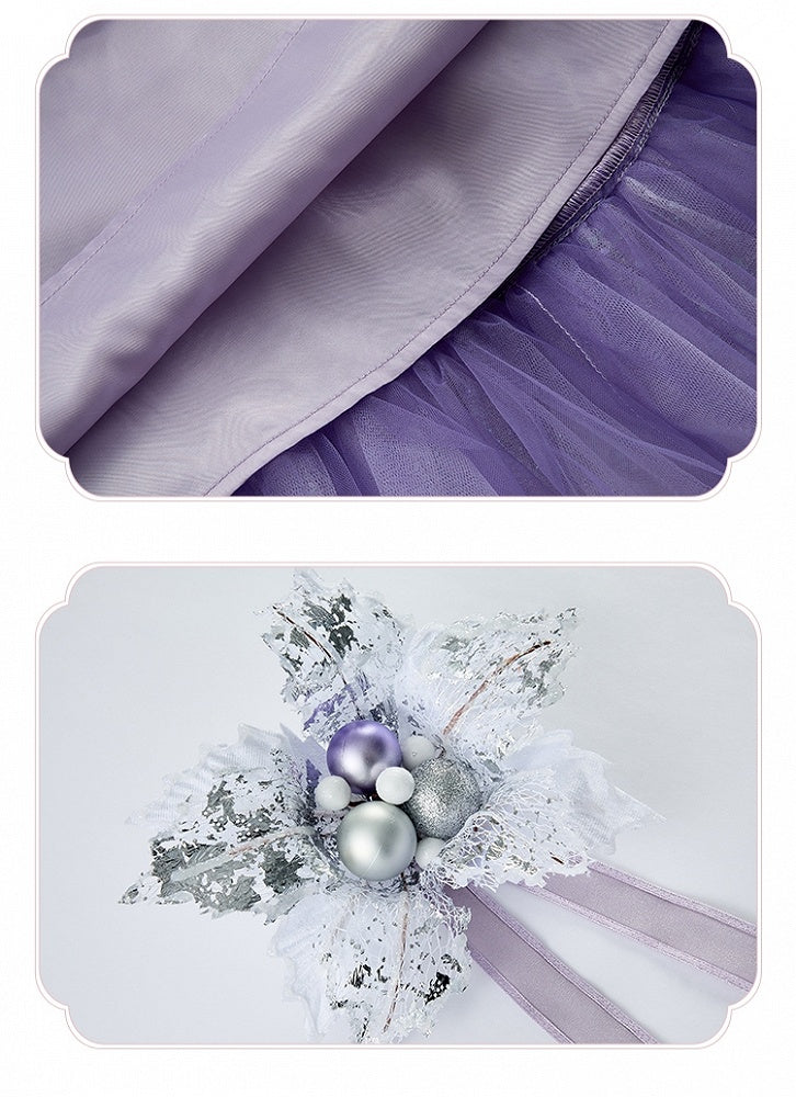 Purple Rhinestone Balletcore Lolita Silver Star Shimmer Dress - Nikki Tomorrow