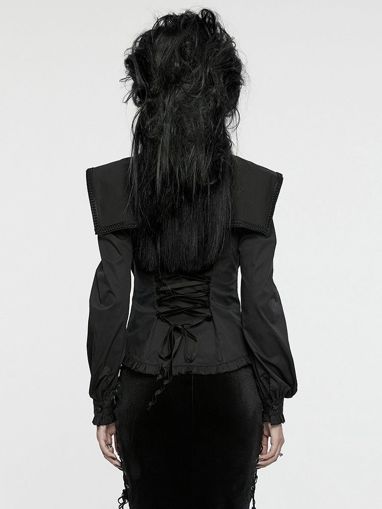 Wide Shirt Shoulder Retro Goth Black