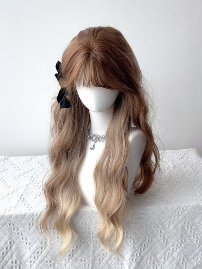 Caramel Long Ombre Bangs Wavy Wig 70CM Full with