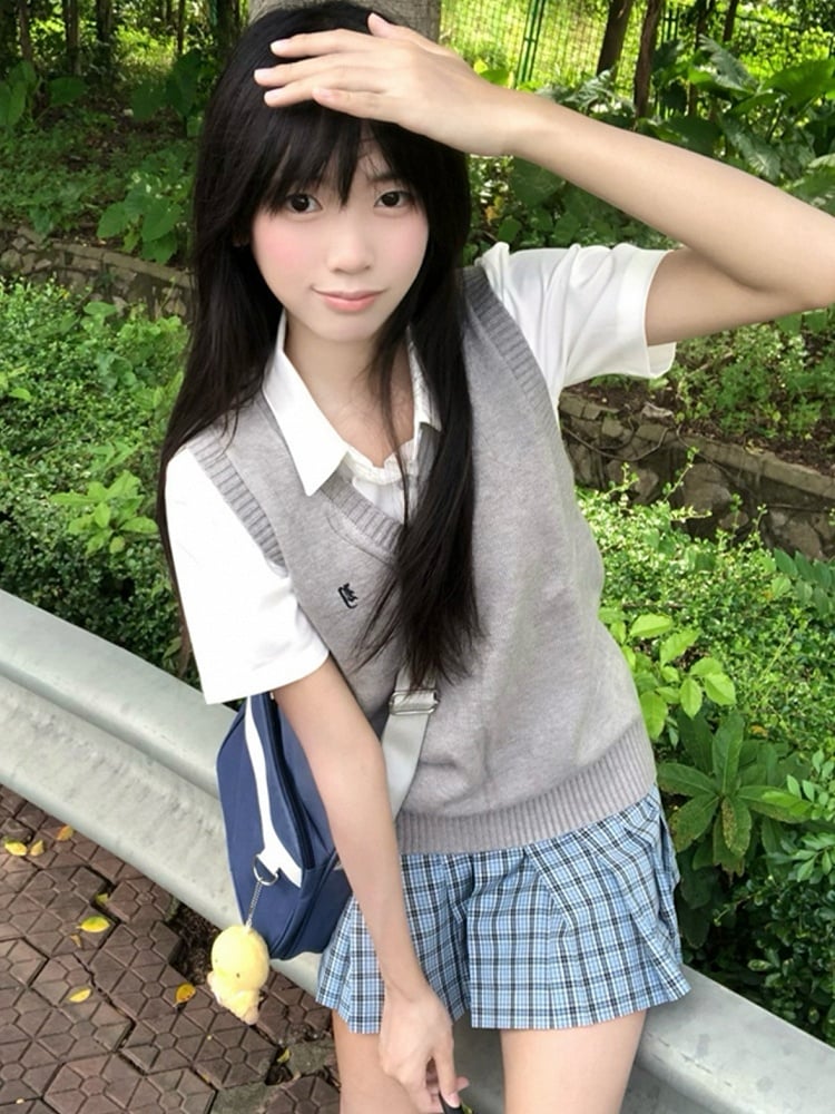 Letter Options 8 Preppy Uniform Vest JK Color Embroidery Style