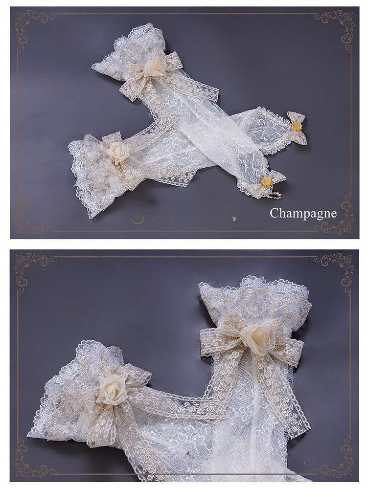 Flower Details 5 with Options Color – Lace Cuffs Wrist and Accents Bow