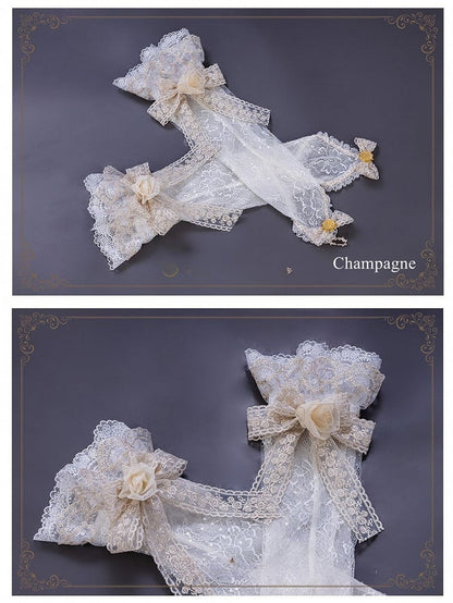 Flower Details 5 with Options Color – Lace Cuffs Wrist and Accents Bow