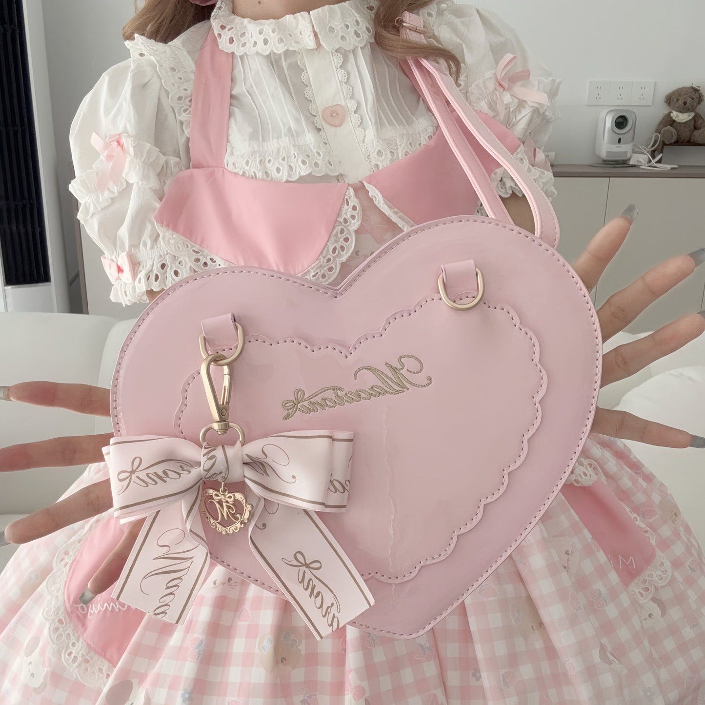 Little Heart Bow Lolita Crossbody Shoulder Bag – Sweet Kawaii Handbag | FanShuLa