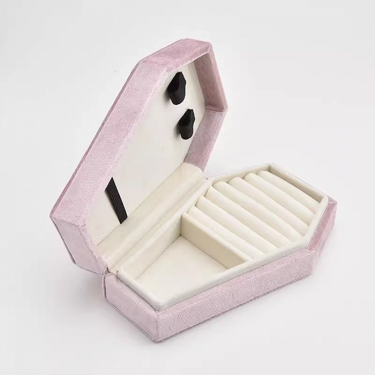 Red/ with Blue Organizer Pink/ Coffin Box Gothic Accessory Velvet Interior in Jewelry Storage