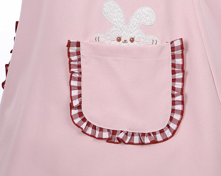 ライトピンクのウサギ耳ピーターパンカラーバブルスカートドレス