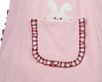 ライトピンクのウサギ耳ピーターパンカラーバブルスカートドレス