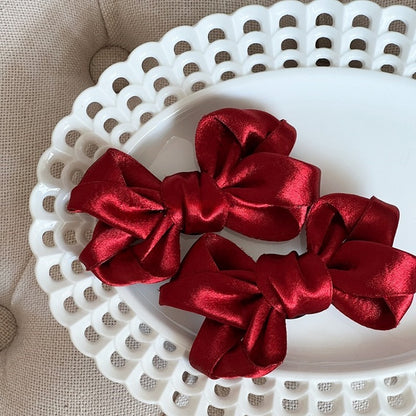 Bow Pink/Red/Black Satin Hairclips/Brooches Shiny