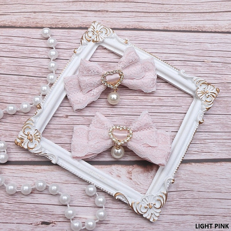 Bowknot Pearl Options Color Kei 10 Hairclip Rhinestone Jirai Lace Heart
