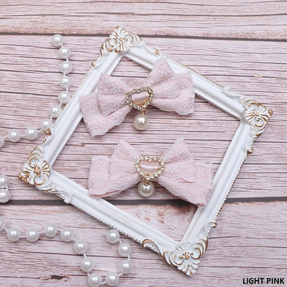 Bowknot Pearl Options Color Kei 10 Hairclip Rhinestone Jirai Lace Heart