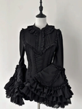 Black Lolita Shirt Sleeves Layered Gorgeous Bell All Long Gothic Kuro