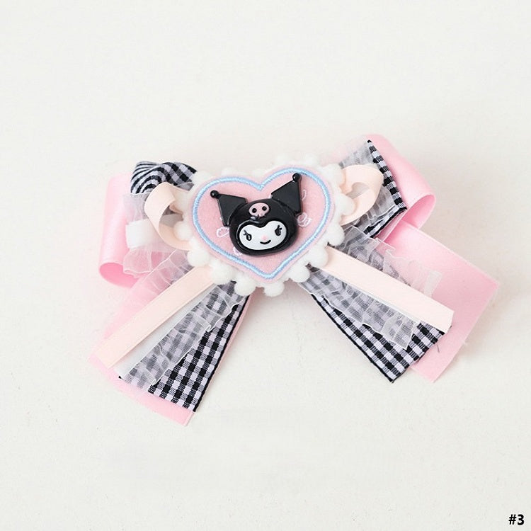Options Black Sweet-edgy Lolita Heart Hairclip Pink 3 Bowknot