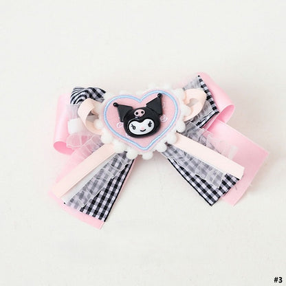 Options Black Sweet-edgy Lolita Heart Hairclip Pink 3 Bowknot